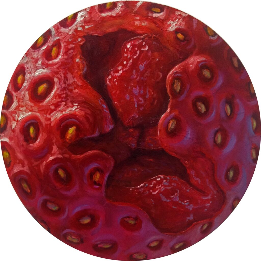 by Alonsa Guevara, 2015, Oil on canvas, 16 inches diameter