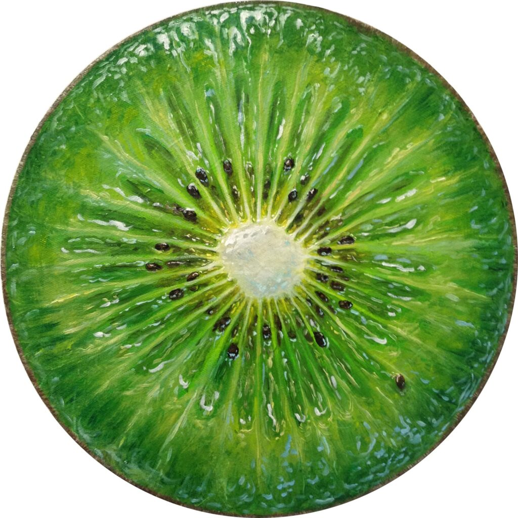 by Alonsa Guevara, 2015, Oil on canvas, 12 inches diameter