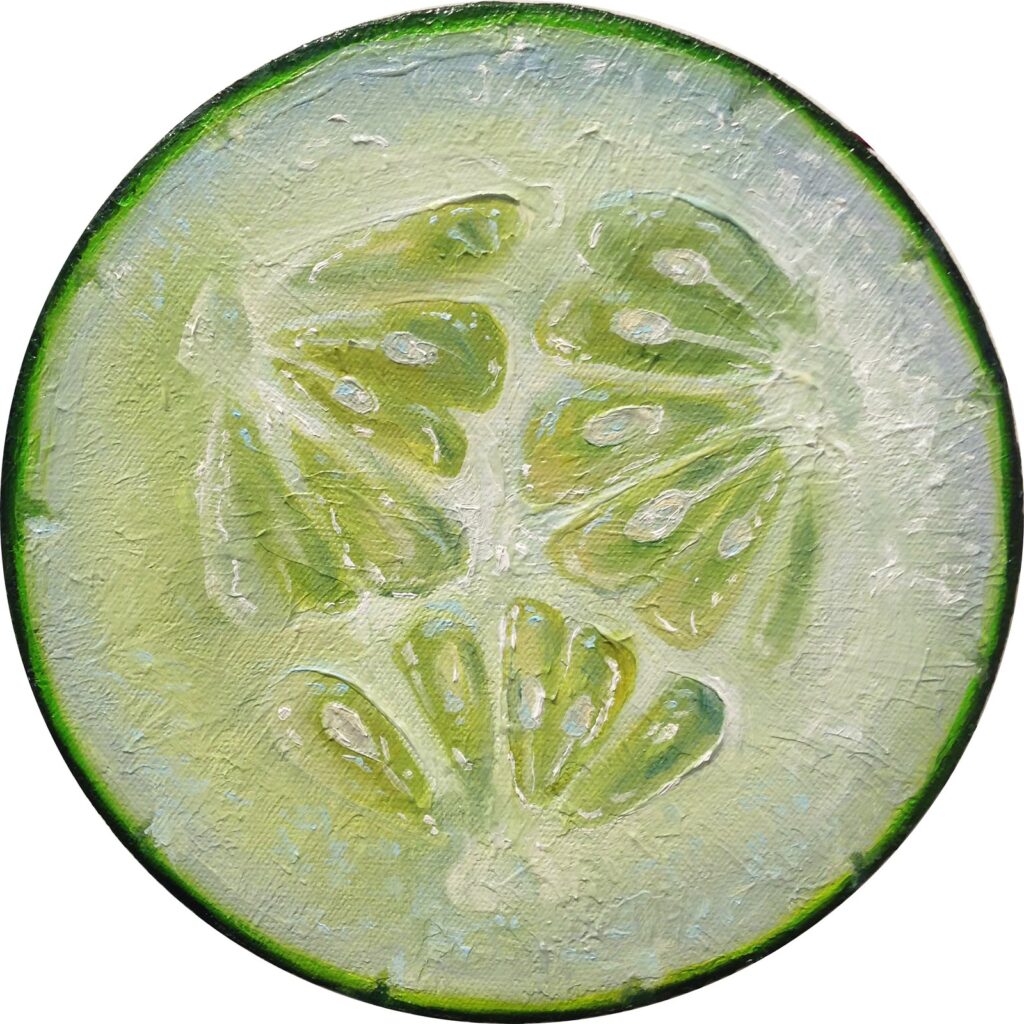 by Alonsa Guevara, 2015, Oil on canvas, 8 inches diameter