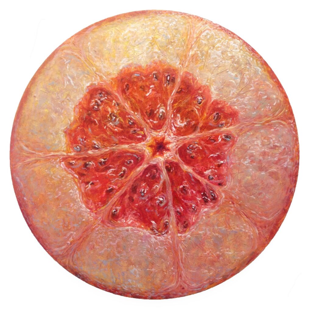 by Alonsa Guevara, 2014, Oil on canvas, 16 inches diameter