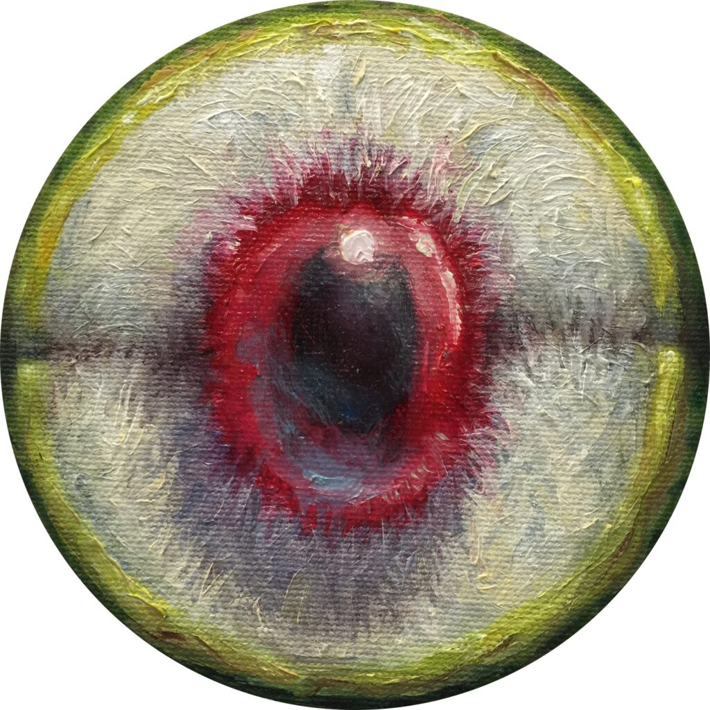 by Alonsa Guevara, 2015, Oil on canvas, 5 inches diameter