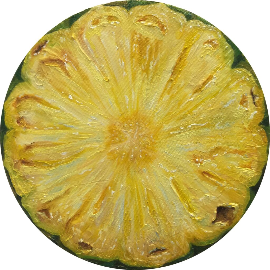 by Alonsa Guevara, 2015, Oil on canvas, 8 inches diameter