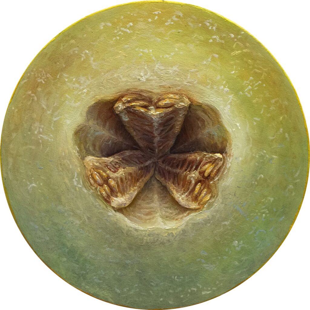 by Alonsa Guevara, 2015, Oil on canvas, 10 inches diameter