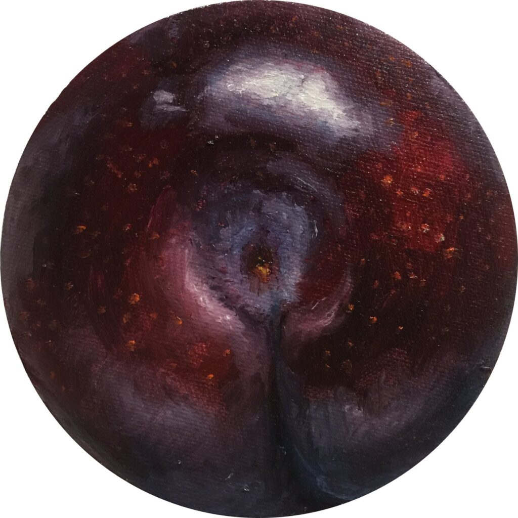 by Alonsa Guevara, 2015, Oil on canvas, 5 inches diameter