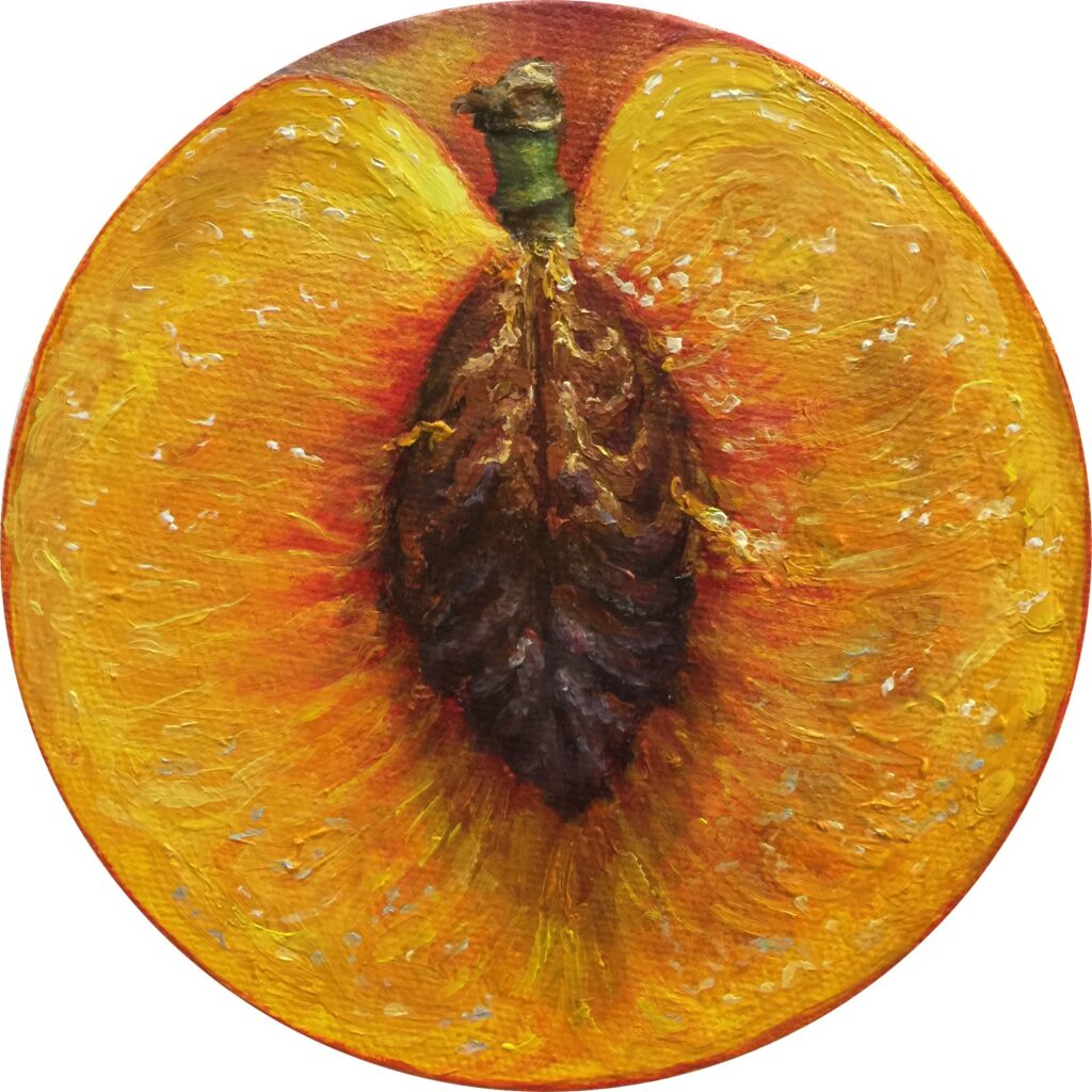 by Alonsa Guevara, 2015, Oil on canvas, 5 inches diameter