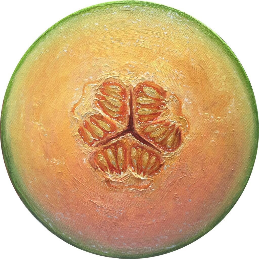 by Alonsa Guevara, 2015, Oil on canvas, 8 inches diameter