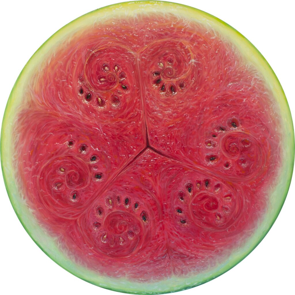 by Alonsa Guevara, 2015, Oil on canvas, 20 inches diameter