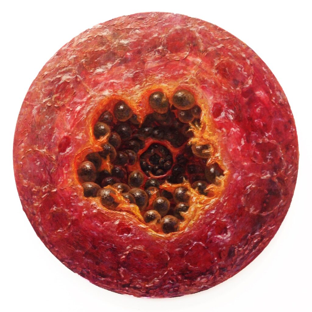 by Alonsa Guevara, 2014, Oil on canvas, 16 inches diameter