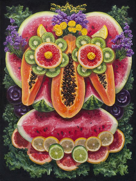 Papaya Nose, by Alonsa Guevara, 2019, oil on canvas