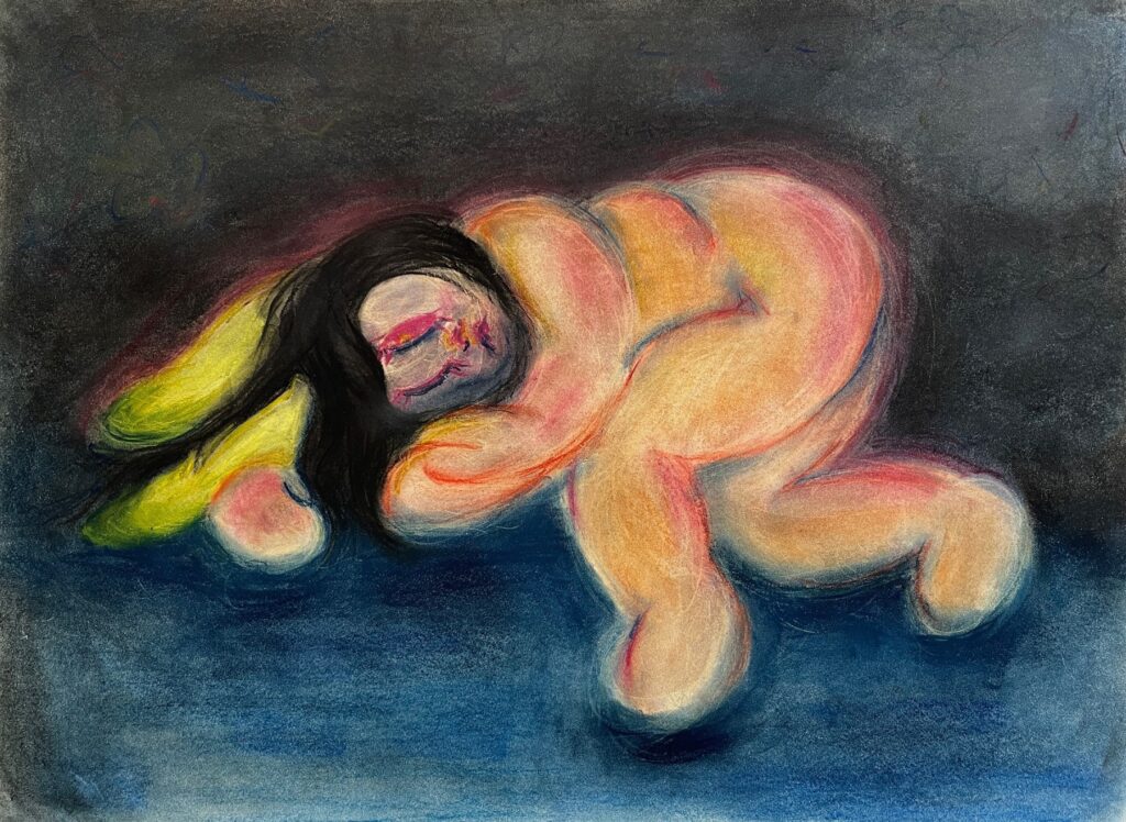Me After Critique, by Ling Gui, 2021, pastel on paper