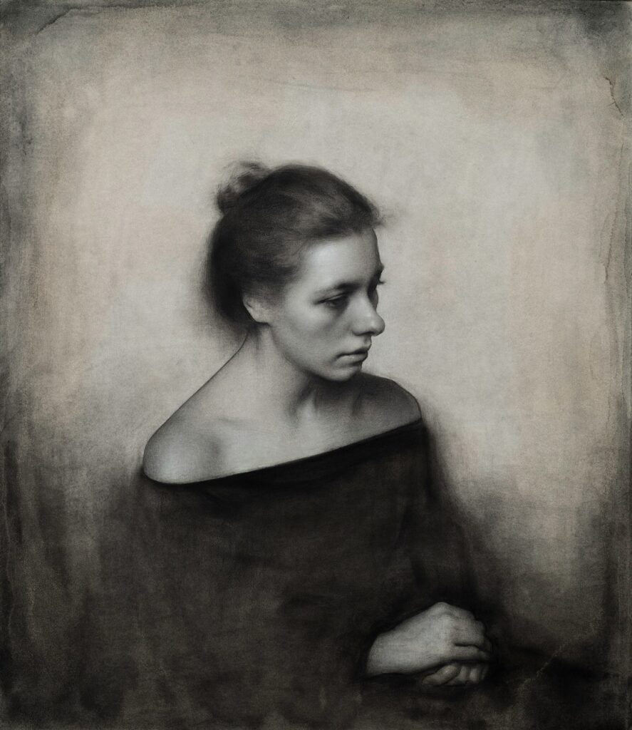 Black Sea, by Amaya Gurpide, 2018, graphite, charcoal, black and white conte, pastel