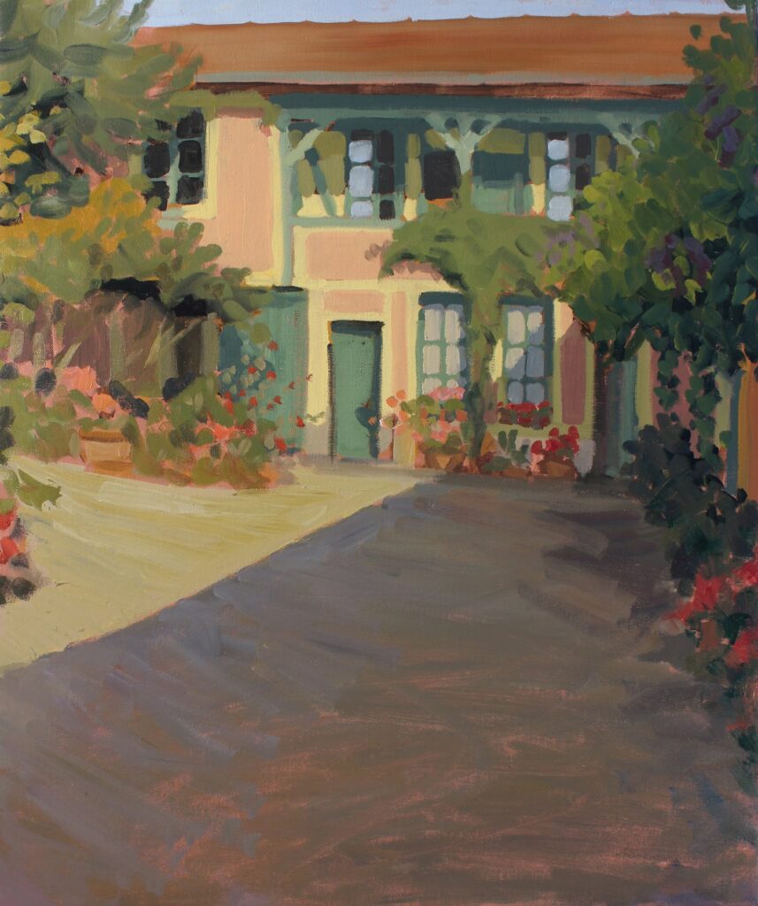 Hotel Baudy Courtyard, by Elody Gyekis, 2018, oil on canvas