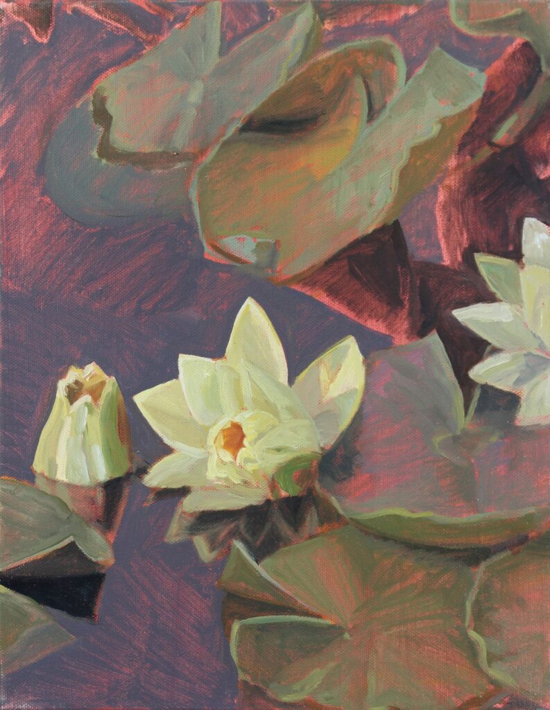 Three Lillies, by Elody Gyekis, 2018, oil on canvas
