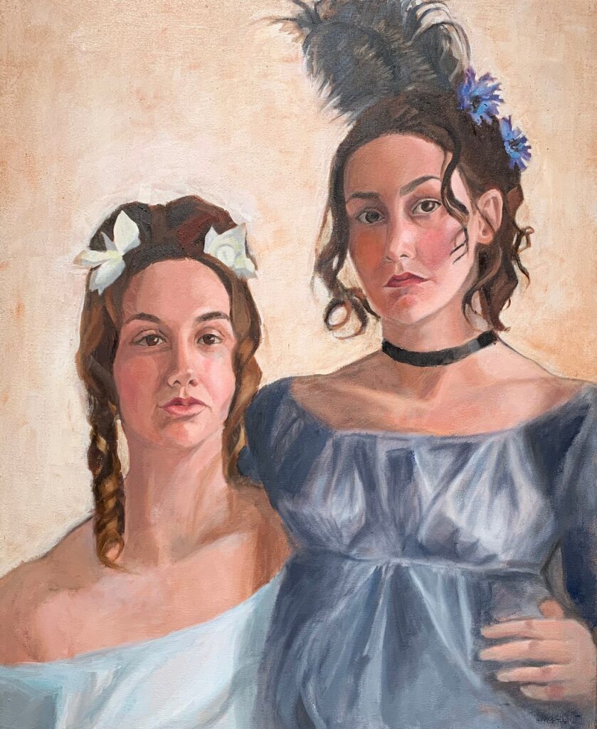 Sarah and Lucy, by Lauren Hamilton, 2019, oil on canvas