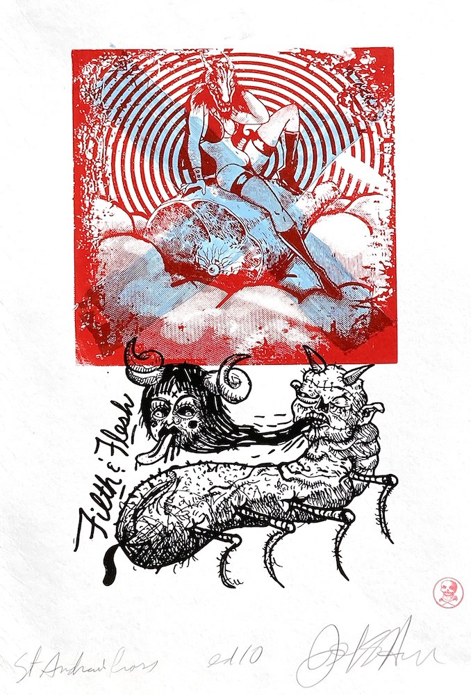 St. Andrew's Cross, by John S Hancock, 2023, screenprint