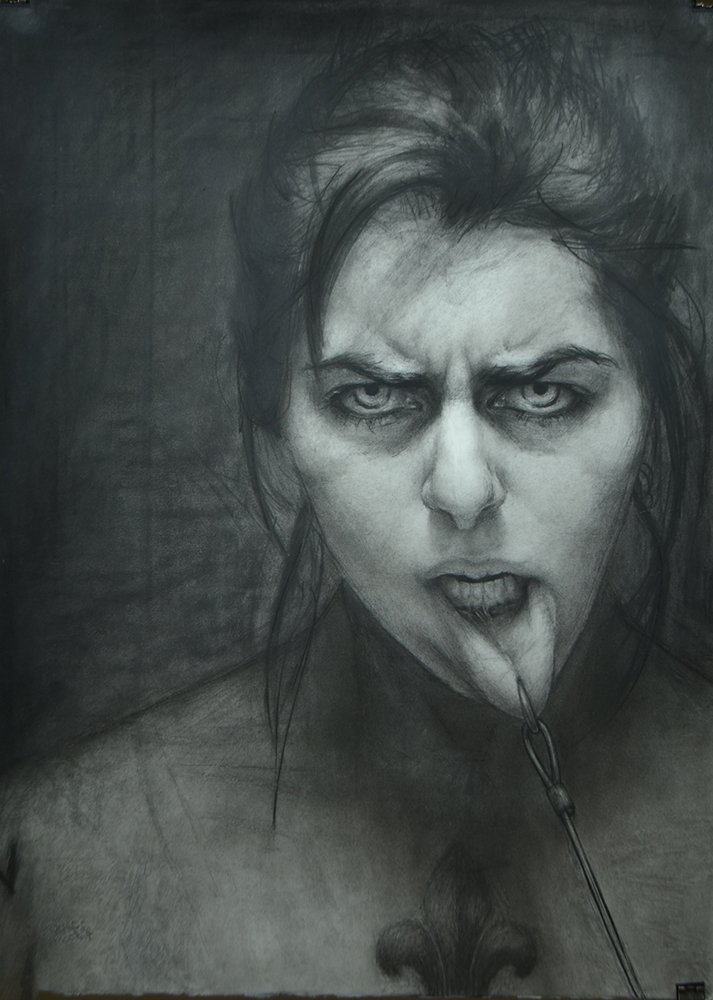 Lip Ring, by Gabriela Handal, 2015, Charcoal on paper