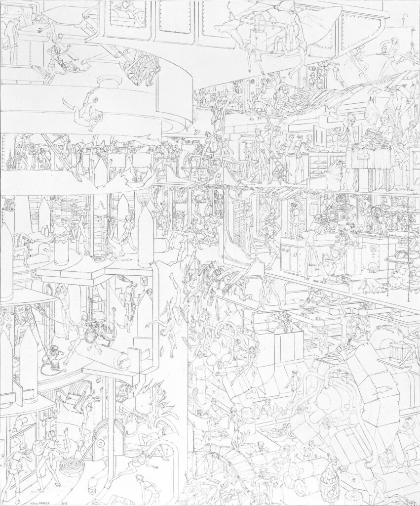 Balls O'Clock, by Hilary Harkness, 2013, Graphite on paper