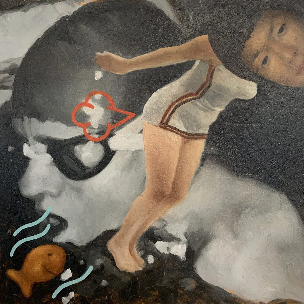 Untitled, by Austin Harvey, 2020, oil on paper mounted to panel