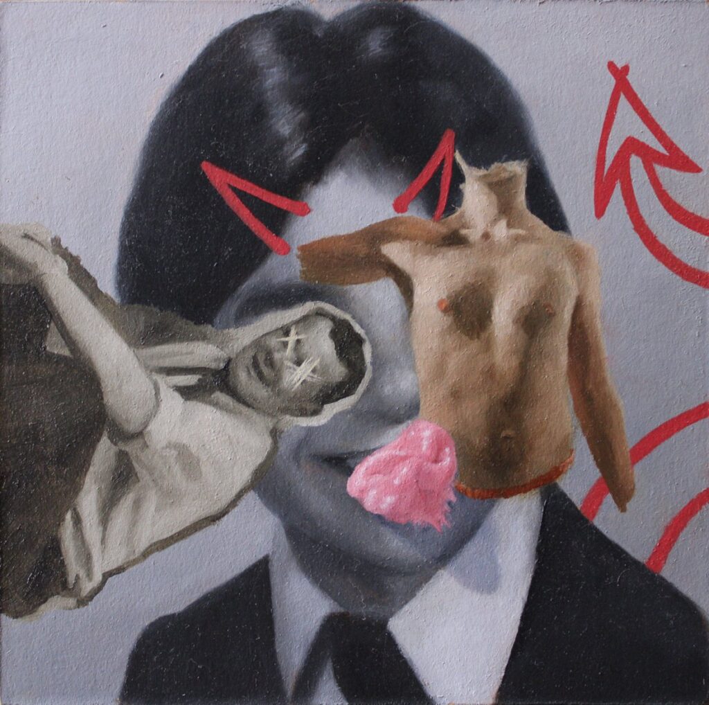 Untitled, by Austin Harvey, 2020, oil on paper mounted to panel