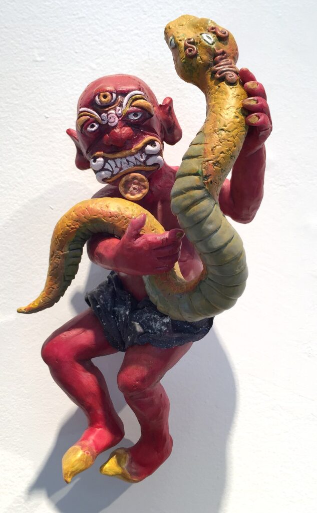 Djinn Baby #1, by Madison Haws, 2018, clay, fabric, marble dust, acrylic
