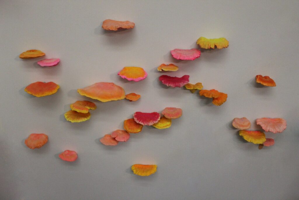 Fruited Fluorescent Fungal Bodies, by Madison Haws, 2019, clay, acrylic gouache