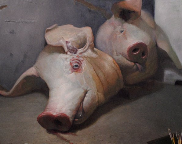 Pigs, by Ian Healy, 2011, Oil on canvas