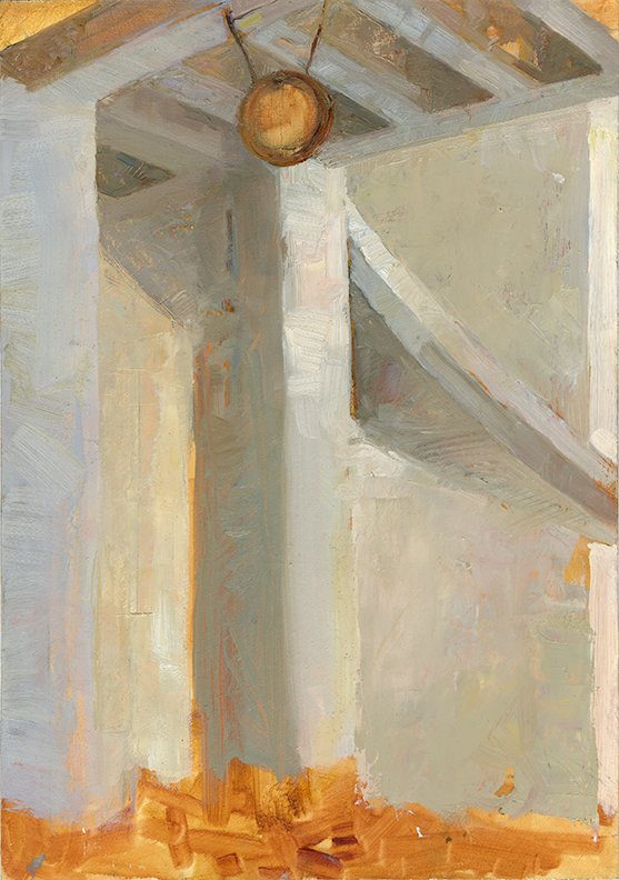 Hall Study #2, by Erinn Heilman, 2014, Oil and charcoal on panel