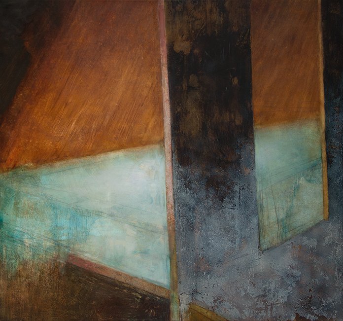 Level, by Erinn Heilman, 2015, Oil, shellac and charcoal on canvas