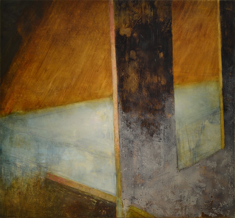 Level, by Erinn Heilman, 2015, Oil, shellac, charcoal on canvas