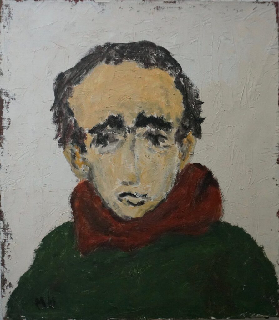 Man with Red Scarf, by Mark Heming, 1989, Oil on canvas