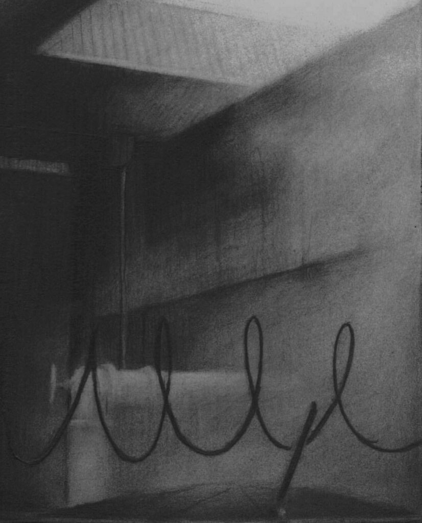 Circumvent, by Joshua Henderson, 2015, Graphite on paper mounted to board