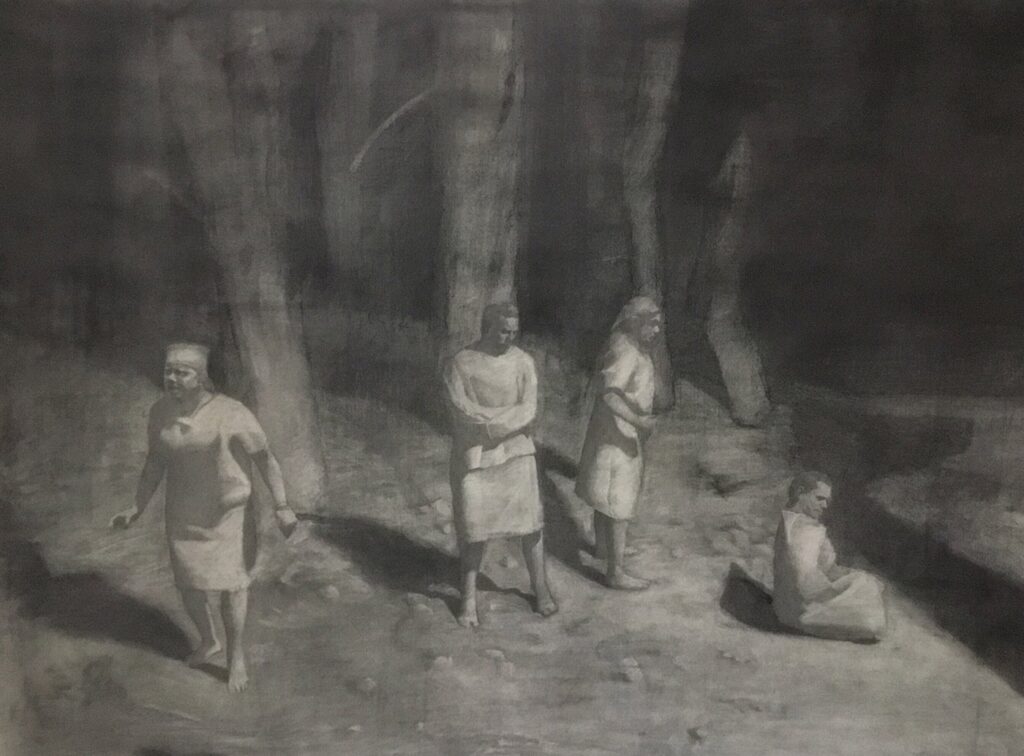 Sanitarium, by Anne Herrero, 2019, graphite, conte, and charcoal on paper