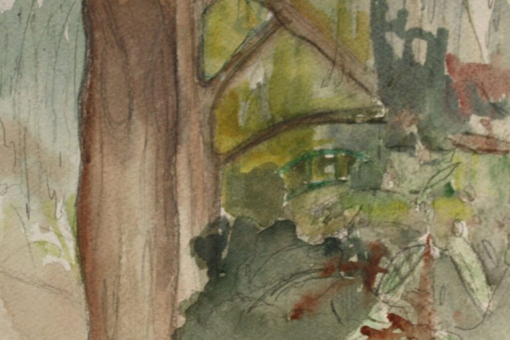 Monet's Garden, by Ivy Hickam, 2012, Watercolor and pencil on paper