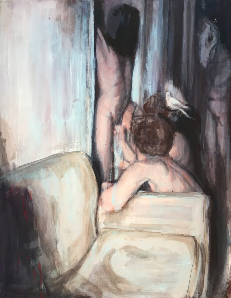 In the Shadow of Vanity, by Georgia Hinaris, 2018, oil on wood panel