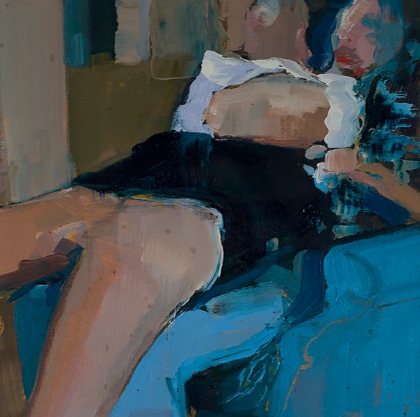 Portrait of a Killer, by Georgia Hinaris, 2020, oil on wood panel