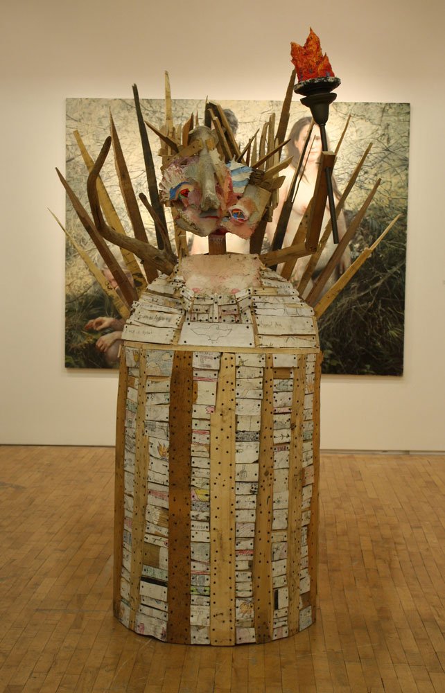 Liberty, by Nicolas Holiber, 2013, Wood, nails, screws, aluminum foil, polymer gypsum, fiberglass, graphite, colored pencil