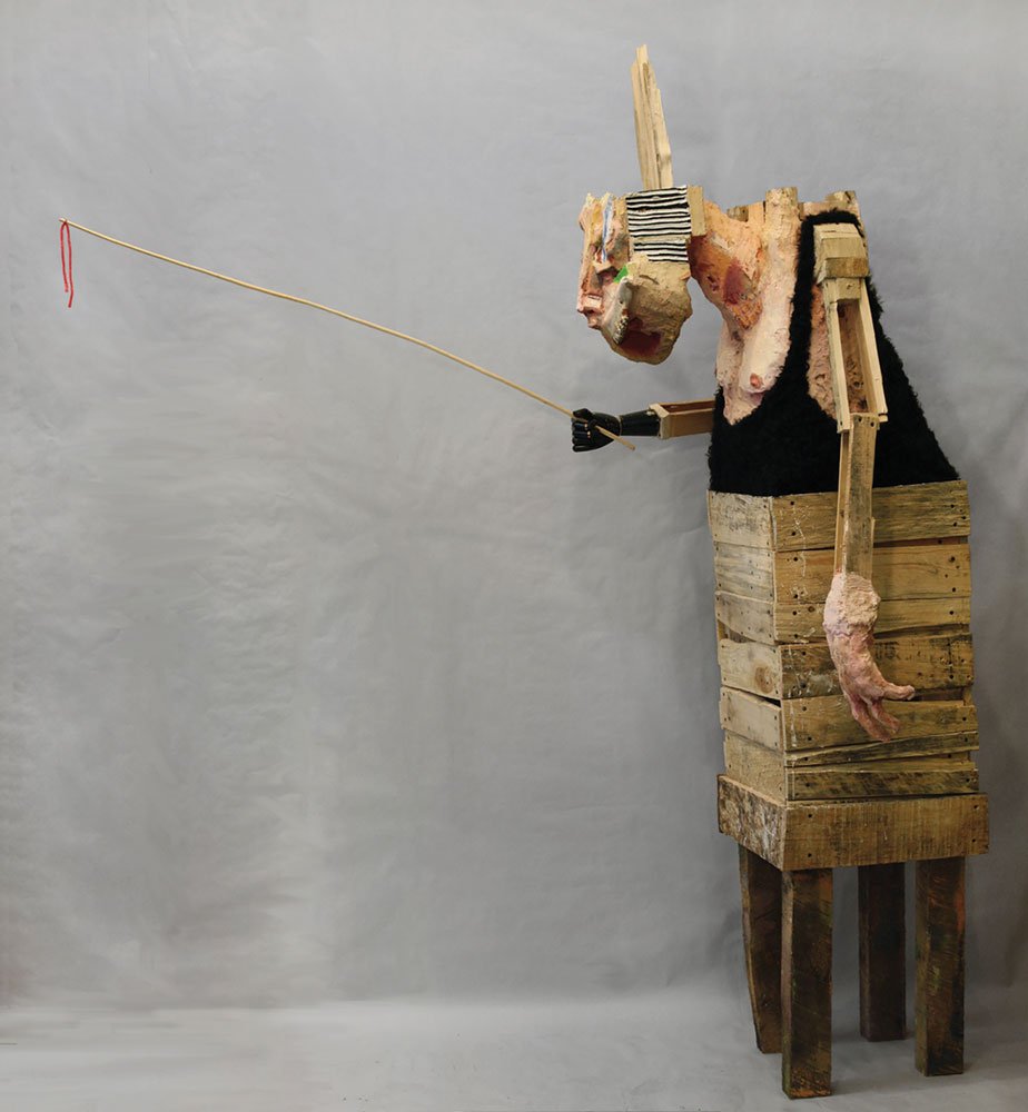 Wanderer, by Nicolas Holiber, 2013, Wood, nails, screws, aluminum foil, aluminum wire, polymer gypsum, fiberglass