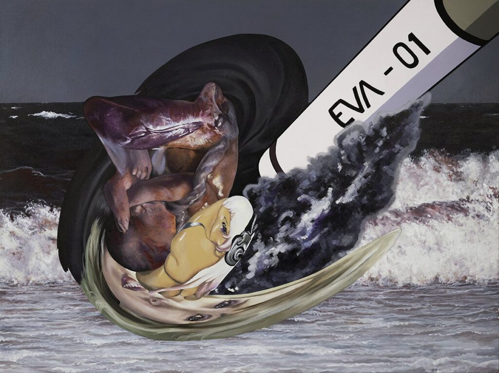 Something Comforting, by Jordan Homstad, 2022, oil, acrylic, and Flashe on canvas