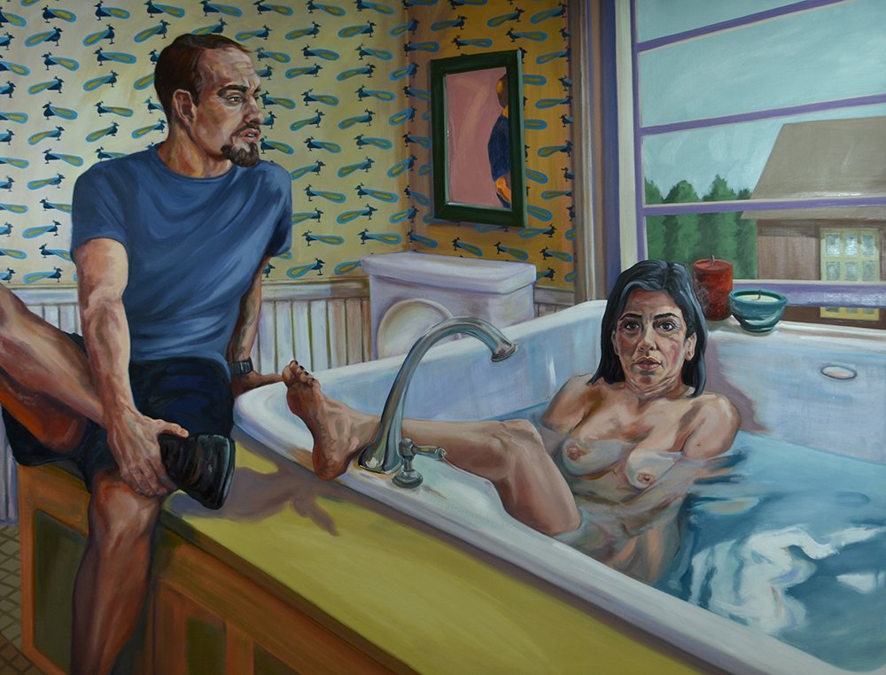 Master Bath, by Patty Horing, 2015, Oil on canvas