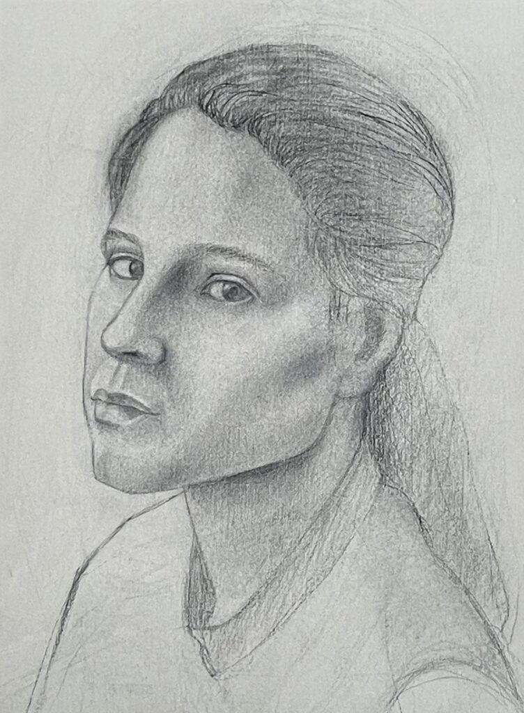 Portrait of Victoria, by John Horn, 2016, charcoal on paper