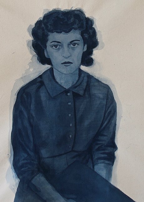 Carolyn Bryant Donham, by Maggie Hubbard, 2018, ink on canvas
