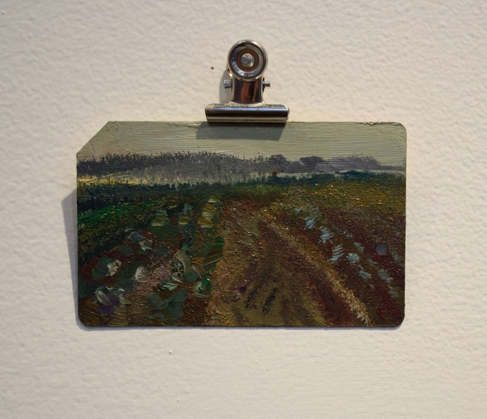 Landscape Nostalgia, by Brian Dang, 2012, Oil on metrocard