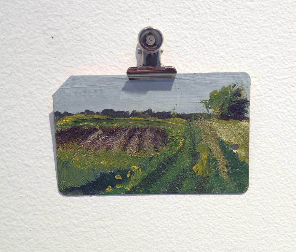 Landscape Nostalgia, by Brian Dang, 2012, Oil on metrocard