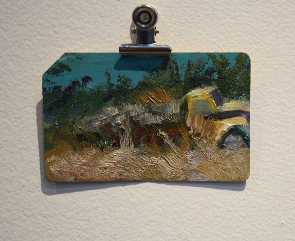Landscape Nostalgia, by Brian Dang, 2012, Oil on metrocard