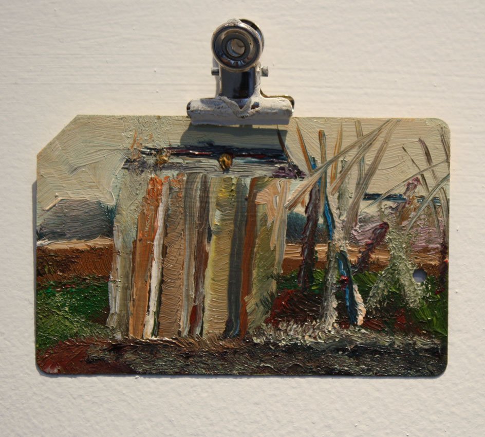 Landscape Nostalgia, by Brian Dang, 2012, Oil on metrocard