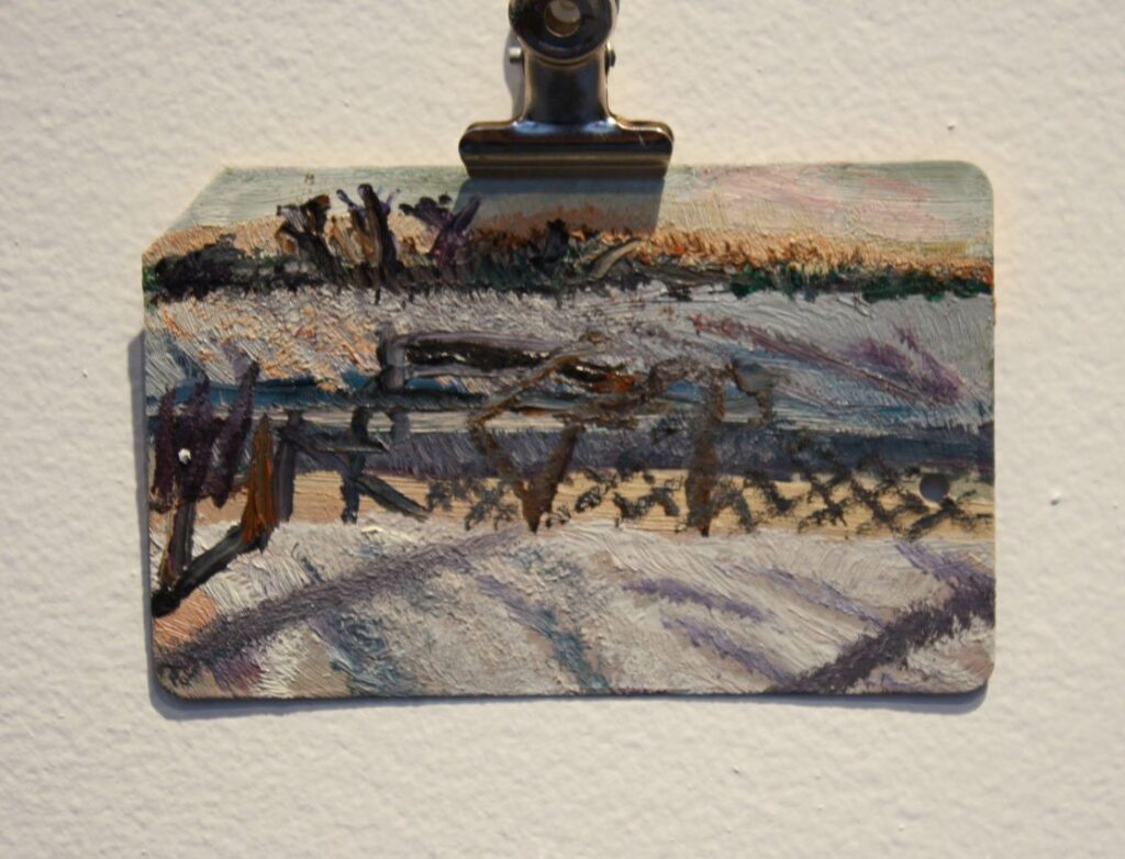 Landscape Nostalgia, by Brian Dang, 2012, Oil on metrocard