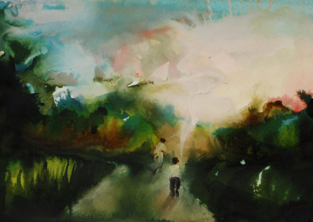 Cold Bathers, by Elizabeth Glaessner, 2012, ink on paper
