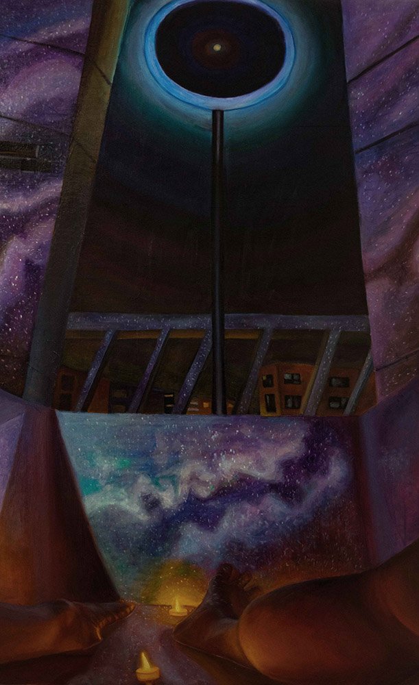 Indoor Moon, by Timon YC I, 2021, oil on canvas