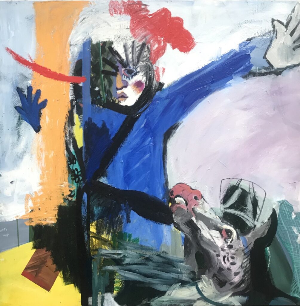 YAY, by Sarah Issakharian, 2019, acrylic and oil stick on canvas