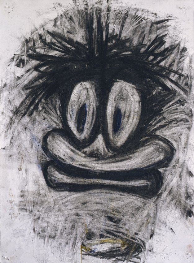 Where's Joey!, by Joyce Pensato, 2013, Charcoal and pastel on paper
